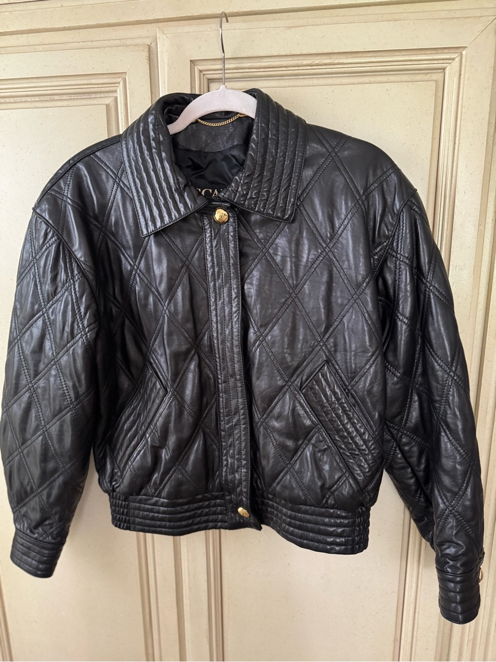 Black Quilted Leather Jacket - Women